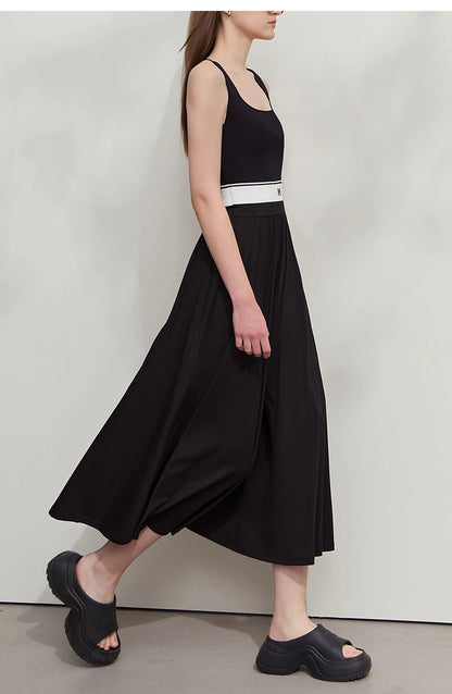 Damen T-Shirt-Rock Set mit solidem Swing-Kragen für den Sommer