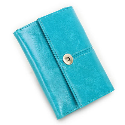 Damen Echtleder Kartenetui Vintage RFID Münzfach dreifach faltbar Kurzgeldbörse