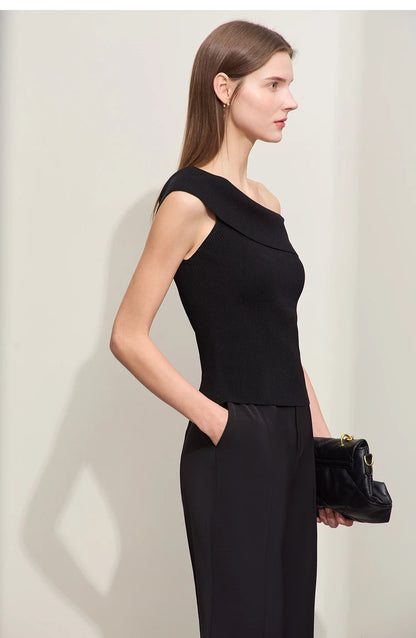Damen Strickpullover im minimalistischen Stil mit schickem Slash Neck Design