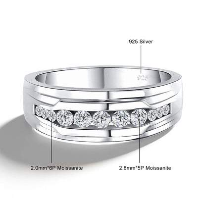 Unisex-Ring aus 925 Silber Moissanit-Verlobungsring Weißglanz für Damen und Herren