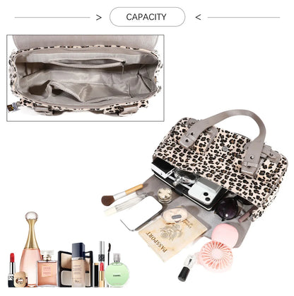 Damen-Umhängetasche aus Kunstleder Leoparddruck Bronze Crossbody-Tasche mit großem Fassungsvermögen