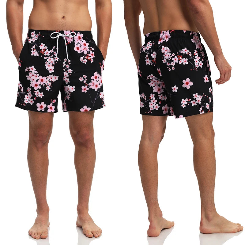 Herren-Badeshorts mit niedrigem Bund und sexy Print – ideal für Gym und Surfen, herausnehmbare Polster, mehrfarbig