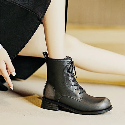Damen Stiefeletten im Retro-Stil mit rutschfester Sohle und niedrigem Absatz