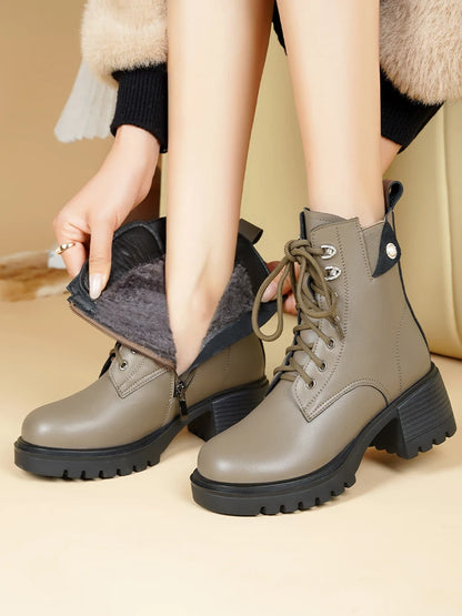 Damen-Winter-Stiefeletten mit Schnürung, dunkelgrauem Obermaterial und warmem Futter