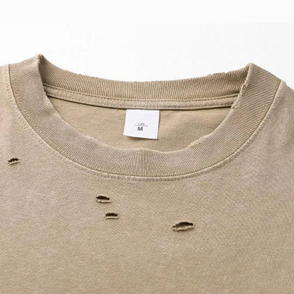 Herren Übergroßes T-Shirt mit Zerrissenen Löchern für Lässige Streetwear im Sommer