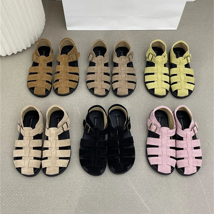 AIYUQI Damensandalen 2025, neue gewebte hohle römische Sandalen für Frauen, Sommer, große Schweinekäfig-weibliche Schuhe