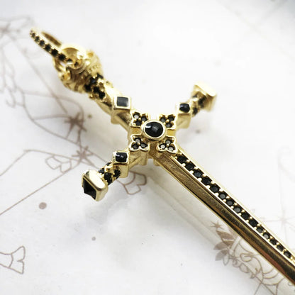 Damen-Charm-Anhänger Schwert Krone Ritter Schutz aus Sterlingsilber