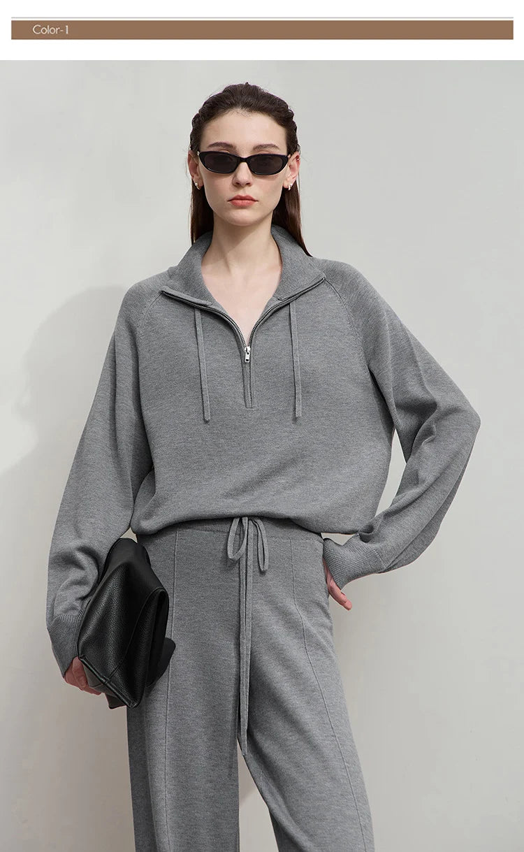 Damen-Rollkragenpullover locker Raglan Wolle-Mix Herbst-Winter