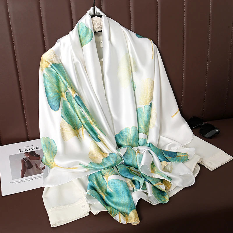 Damen Satin Seidenschal Hijab Sommer Sonnenschutz Strand Kopftuch Foulard