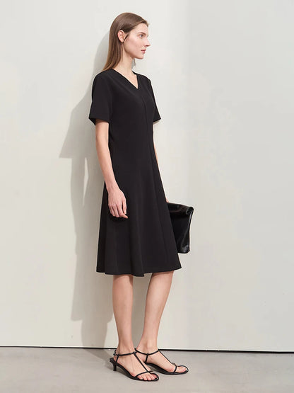 Elegantes V-Ausschnitt Strickkleid Für Damen Elastisch Schlank Und Bequem