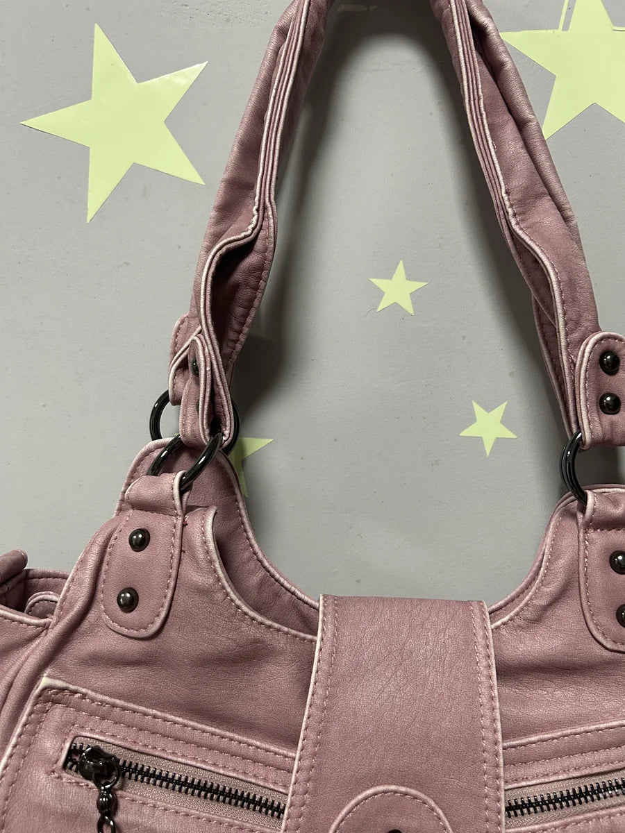 Damen-Schultertasche Mit Mehrfachen Fächern Aus PU Leder Im Vintage-Look Für Alltag