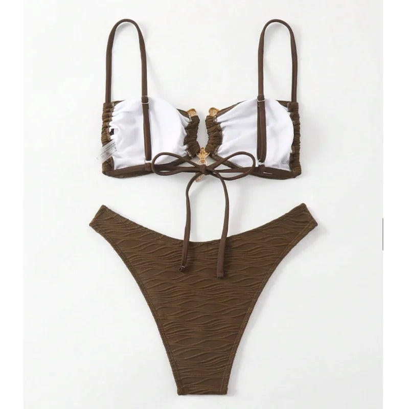 Patchwork-Bikini-Set mit Push-up-Effekt – Sexy Bademode für Damen am Strand und Pool