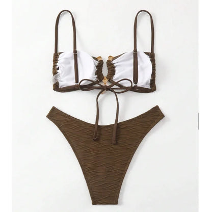 Patchwork-Bikini-Set mit Push-up-Effekt – Sexy Bademode für Damen am Strand und Pool