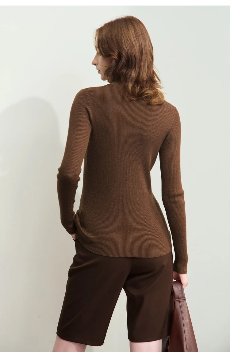 Damen-Strickjacke Stehkragen Reißverschluss Slim Streetwear Winter
