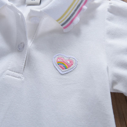 Kleinkind-Mädchenkleid im Alter von 2–6 Jahren, gelber Kragen, Sommer-Baumwollkleidung für Kinder, süßes lässiges Outfit