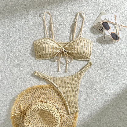 Schwarzes Sexy Bikini-Set mit Push-up für Damen – Brasilianischer Stil für Strand und Pool