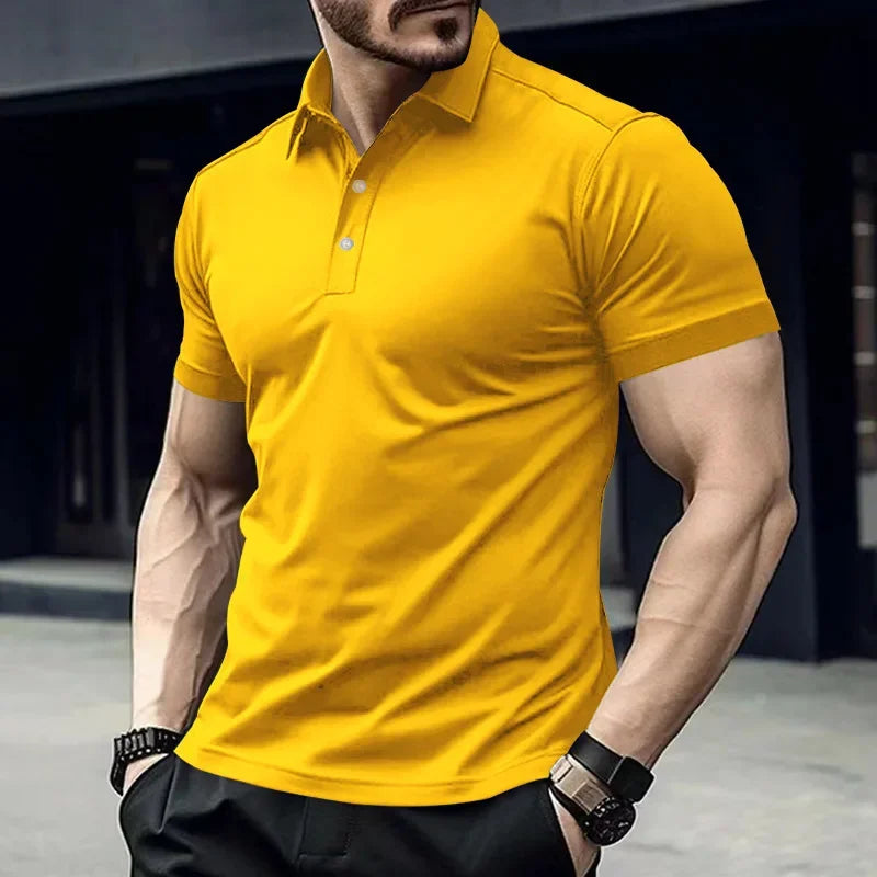 Herren-Poloshirt mit Brusttasche und kurzen Ärmeln in einfarbigem Design – ideal für den Sommer