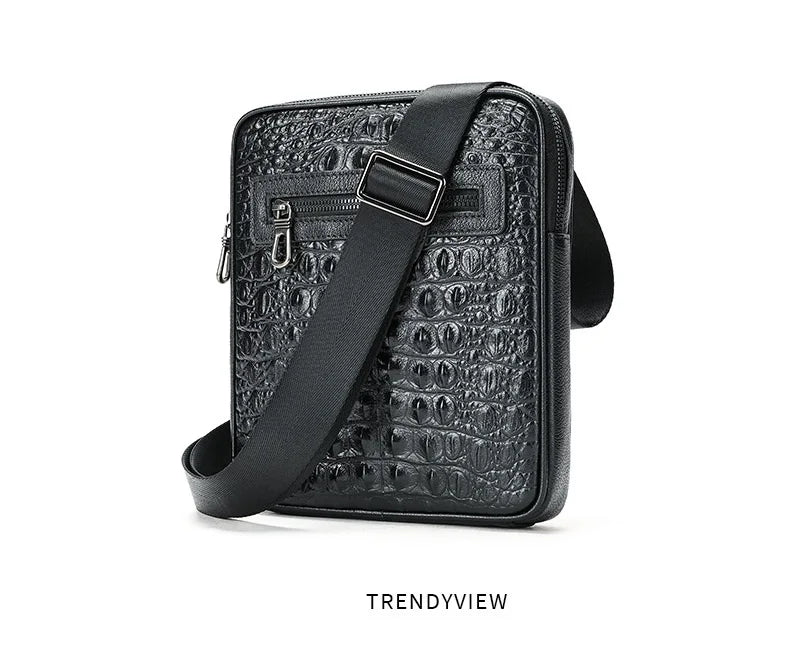 Herren-Umhängetasche aus Leder mit Kroko-Print, Große Crossbody-Tasche fürs Business