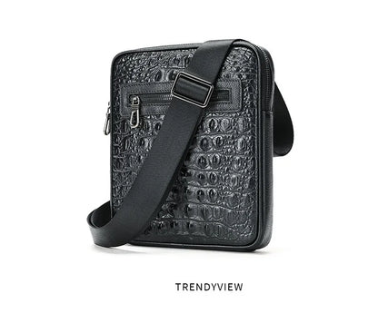 Herren-Umhängetasche aus Leder mit Kroko-Print, Große Crossbody-Tasche fürs Business