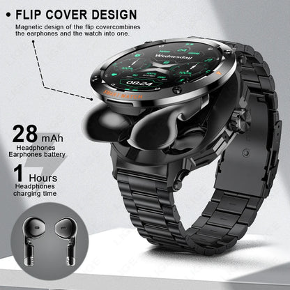 LIGE Neue TWS 2-in-1 Smart Uhr Mit Headset Bluetooth Anruf NFC Smartwatch Männer Herzfrequenz Blut sauerstoff Spielen Musik Ohrhörer Uhr