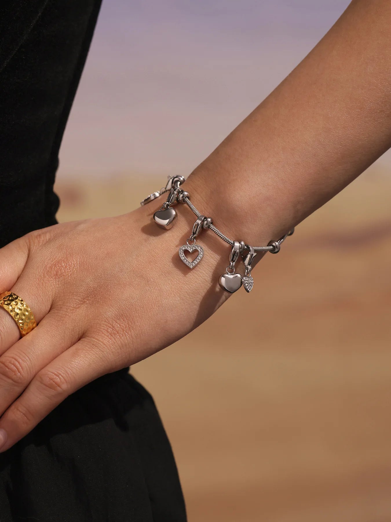 Damen-Charm-Armband mit Herz-Zirkonia