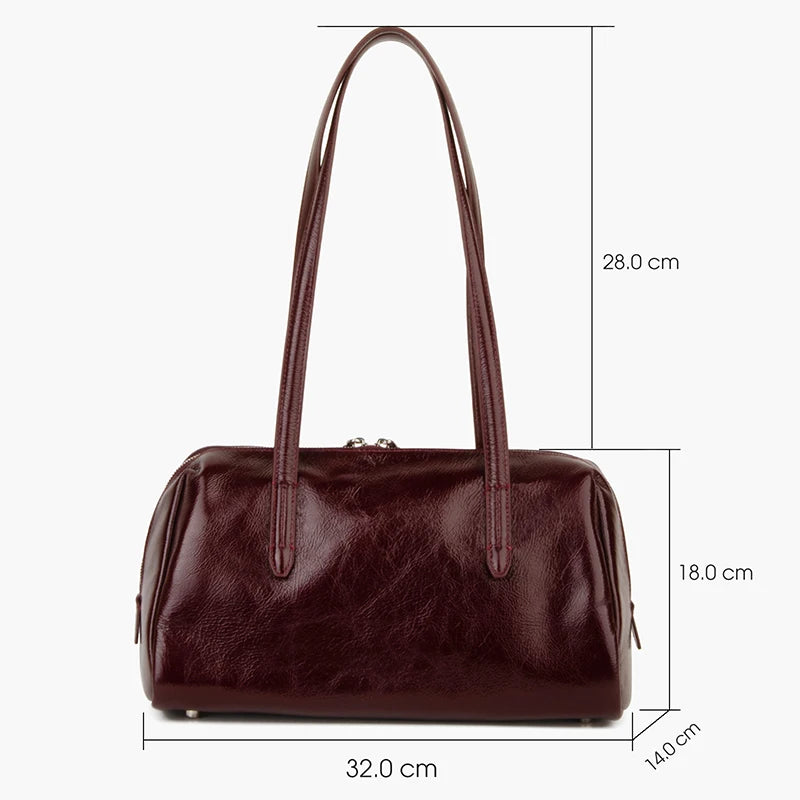 Ledertote Rindsleder Mit Crackel-Lack | Schultertasche
