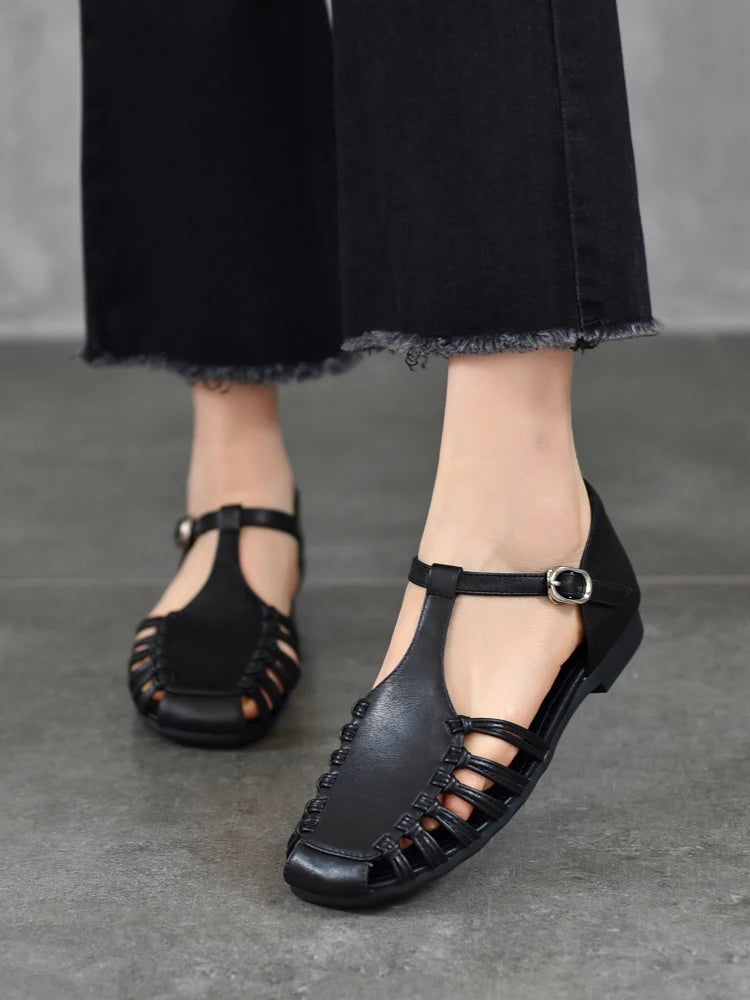 AIYUQI Damen-Sandalen, Sommer 2022, neue handgewebte römische Sandalen, weiblich, große Größe, rutschfeste Schweinekäfig-Schuhe für Damen