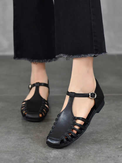 AIYUQI Damen-Sandalen, Sommer 2022, neue handgewebte römische Sandalen, weiblich, große Größe, rutschfeste Schweinekäfig-Schuhe für Damen