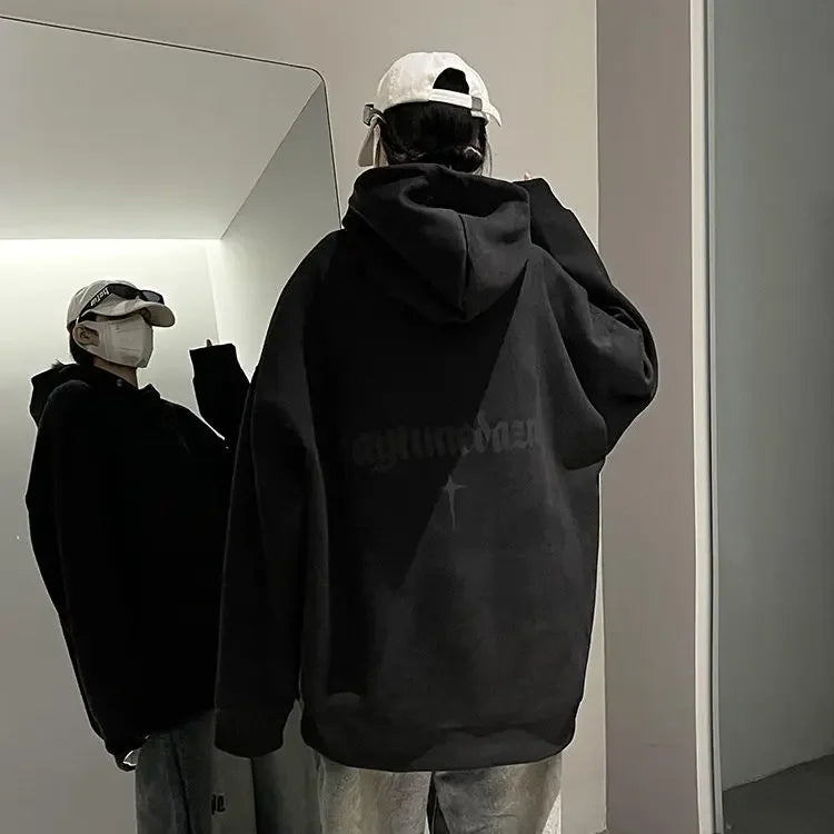 Lässiger Herren-Hoodie mit Rundhalsausschnitt und Vintage-Cartoon-Print – ideal für Herbst und Winter