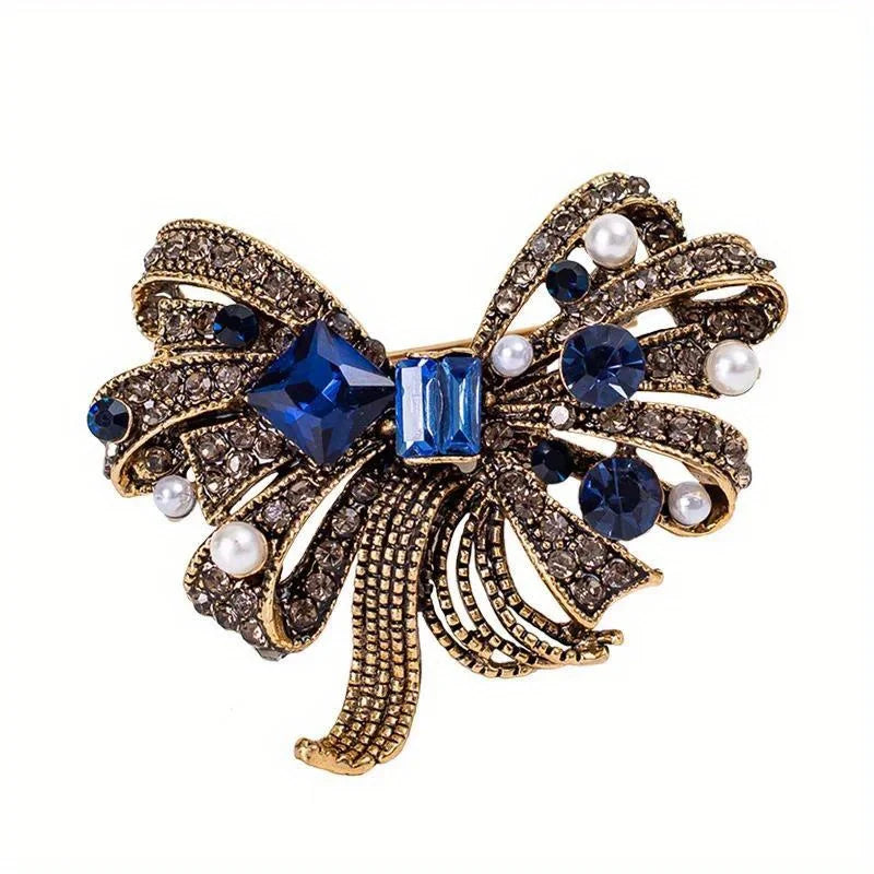 Brosche Schleife Kristall Perle Glänzend Boutique Geschenk Damen