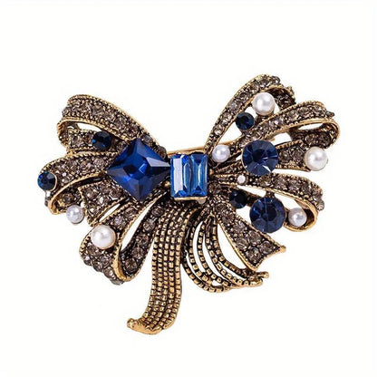Brosche Schleife Kristall Perle Glänzend Boutique Geschenk Damen