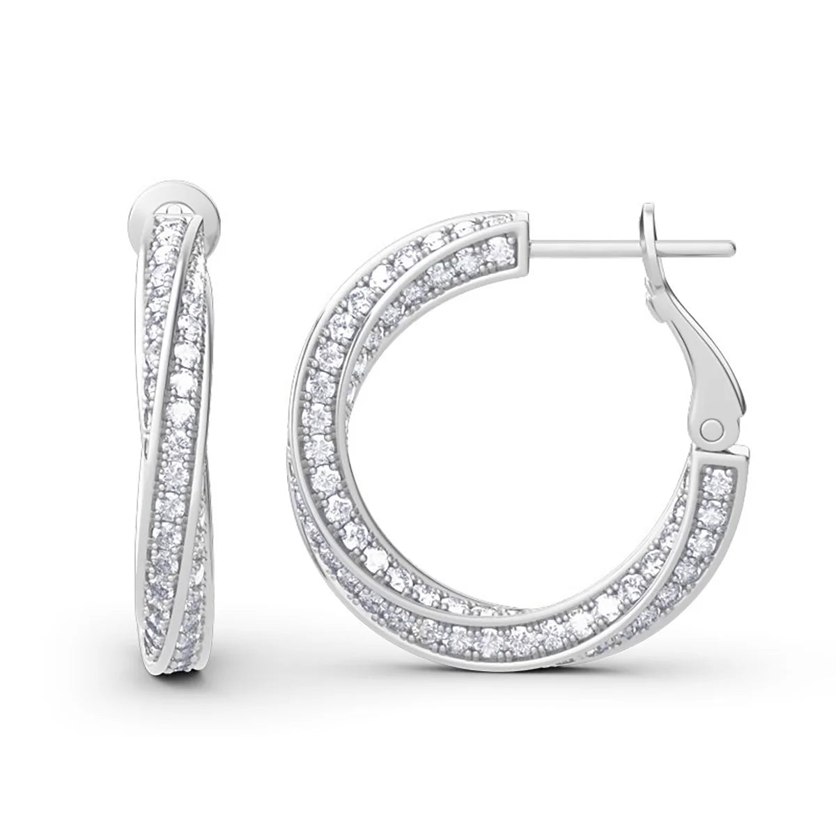 Damen-Hoop-Ohrringe mit Moissanitsteinen, 7,5 ct Gesamt, Silber 925 Roségold plattiert, Luxuriöser Glanz