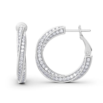 Damen-Hoop-Ohrringe mit Moissanitsteinen, 7,5 ct Gesamt, Silber 925 Roségold plattiert, Luxuriöser Glanz