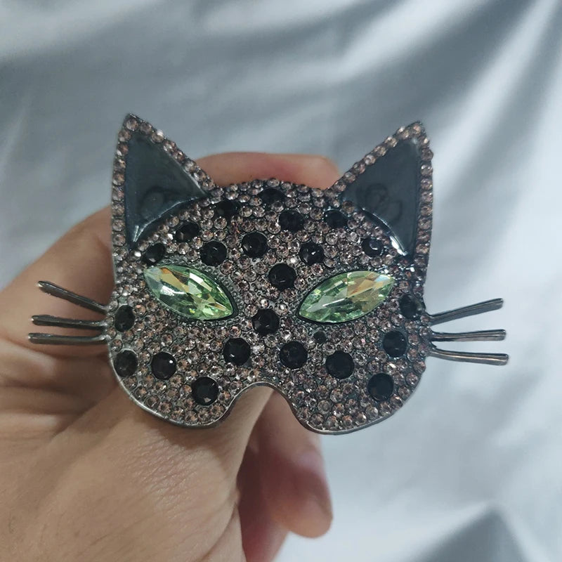Brosche Katze Maske Emaille Kristall Barock Palast Tropföl Vintage Damen
