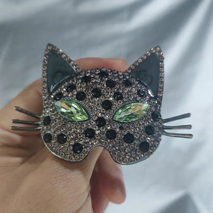 Brosche Katze Maske Emaille Kristall Barock Palast Tropföl Vintage Damen