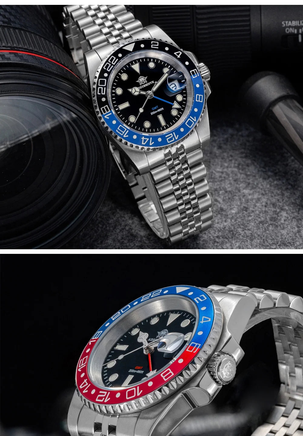 Herren-Taucheruhr mit GMT-Funktion und Keramiklünette