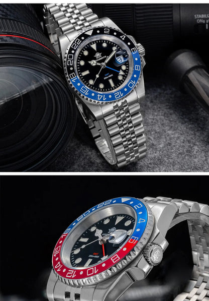 Herren-Taucheruhr mit GMT-Funktion und Keramiklünette