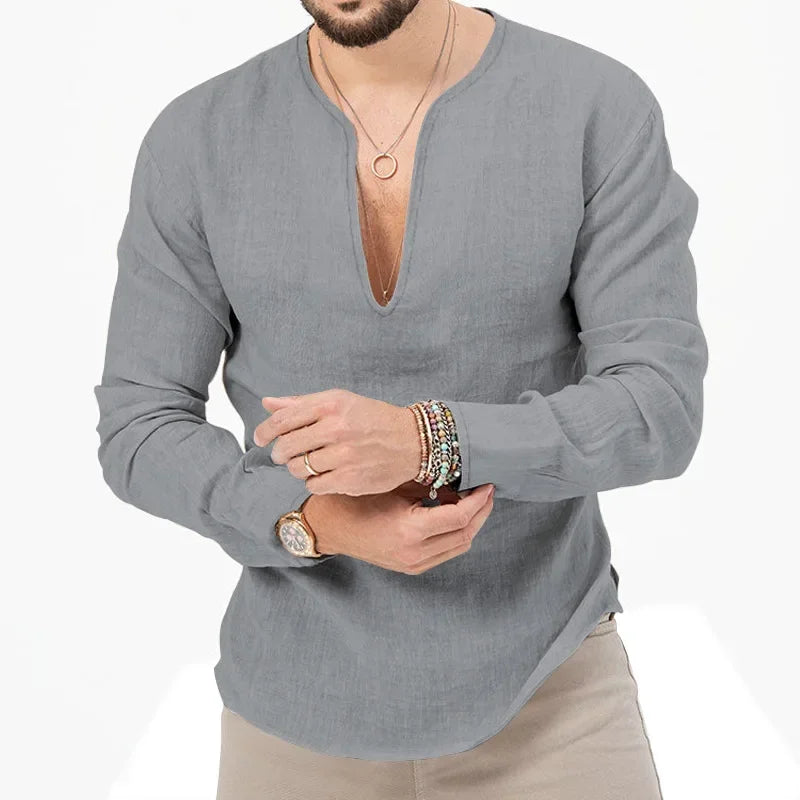 Schweres Herren-Übergrößen-Waffel-T-Shirt mit Farbblock und kurzen Ärmeln