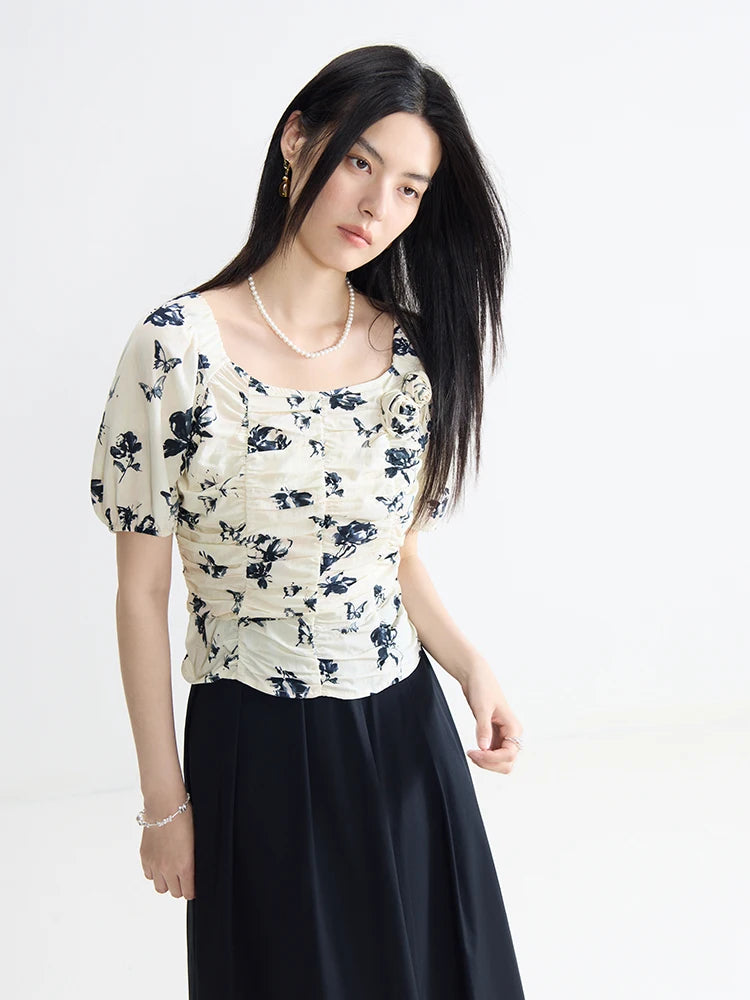 Damen-Chiffonbluse mit V-Ausschnitt und kurzen Ärmeln – sommerlich leicht und elegant fürs Büro