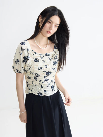 Damen-Chiffonbluse mit V-Ausschnitt und kurzen Ärmeln – sommerlich leicht und elegant fürs Büro