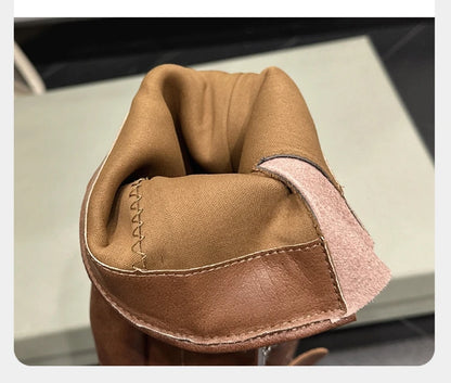 AIYUQI Western Cowboy Boots Women Vintage New Genuine Leather Knight Boots Women Square Toe High Boots Buckle Boots Women