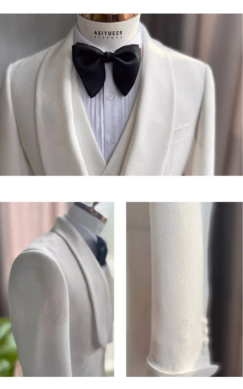 Eleganter Herrenanzug mit braunen Streifen, doppelreihig – ideal für Hochzeiten und festliche Anlässe.