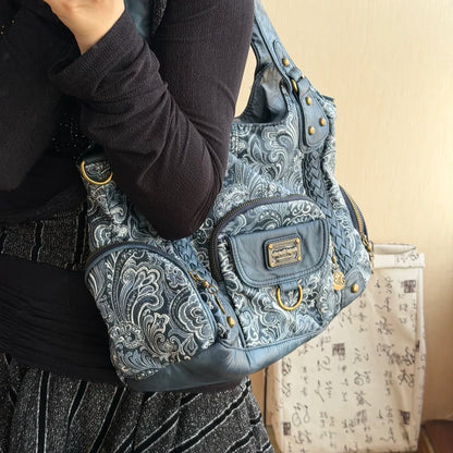 Damen Große Henkeltasche Aus Leder Mit Geflochtenen Details In Retro Waschoptik Groß
