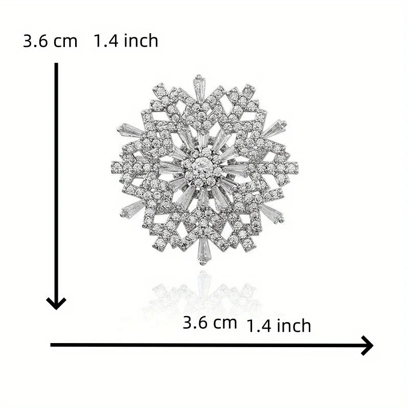 Brosche Schneeflocke Weihnachten Kristall Strass Schalschnalle Unisex