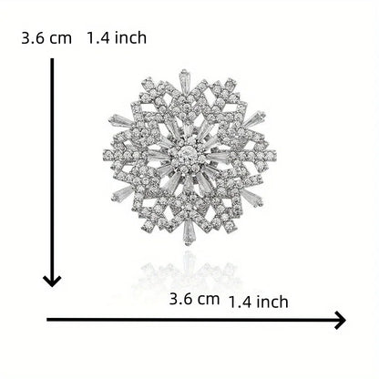 Brosche Schneeflocke Weihnachten Kristall Strass Schalschnalle Unisex