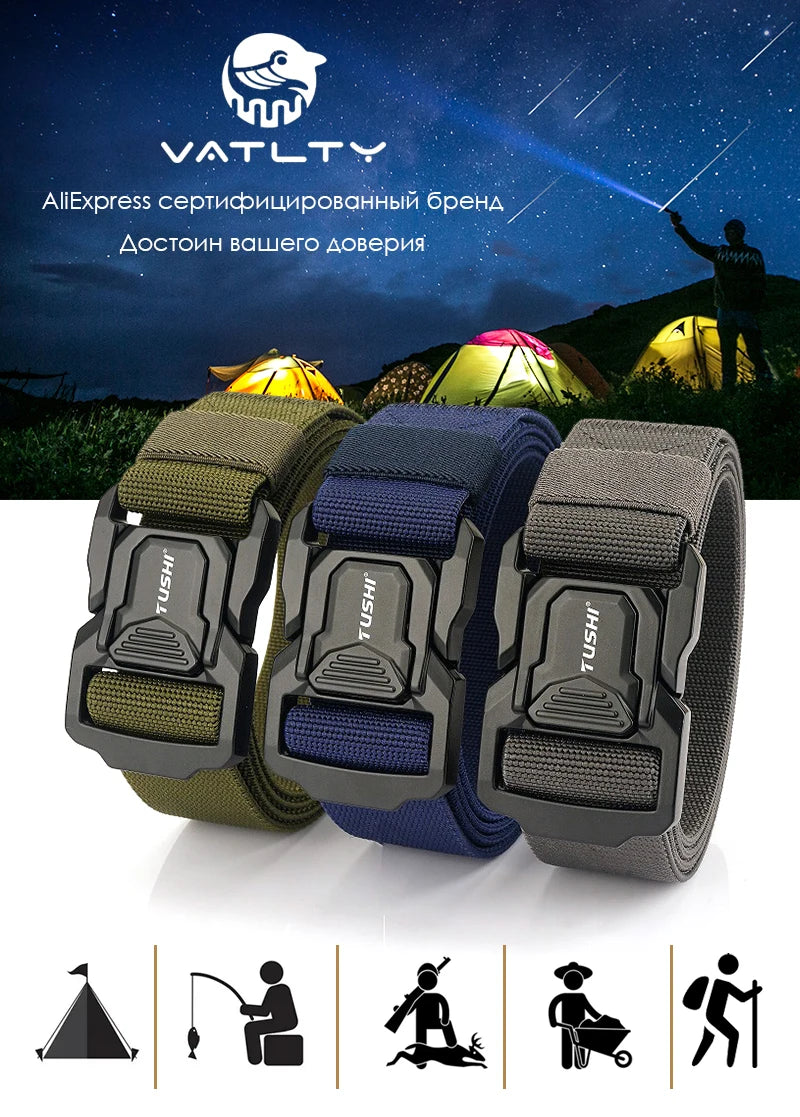 Herren-Elastischer Outdoor-Gürtel aus Aluminiumlegierung mit Schnellverschluss für Trekking