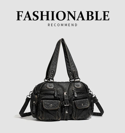 Damen-Handtasche Mit Oberem Henkel Und Schulterriemen Aus Bronze Kunstleder Für Alltag Und Freizeit