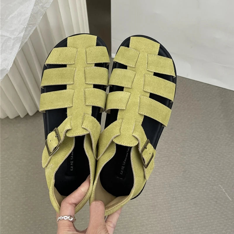 AIYUQI Damensandalen 2025, neue gewebte hohle römische Sandalen für Frauen, Sommer, große Schweinekäfig-weibliche Schuhe