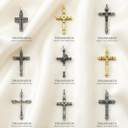 Damen-Charm-Anhänger Kreuz und Krone majestätisch aus Sterlingsilber