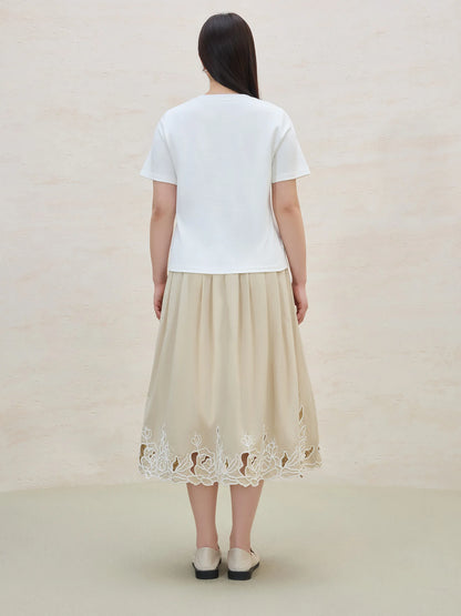 Damen-Polo-Shirt mit Kontrastdesign aus Baumwolle – Beige, Kurzarm, ideal fürs Büro im Sommer